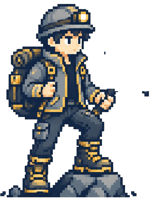 Pixel miner with backpack
